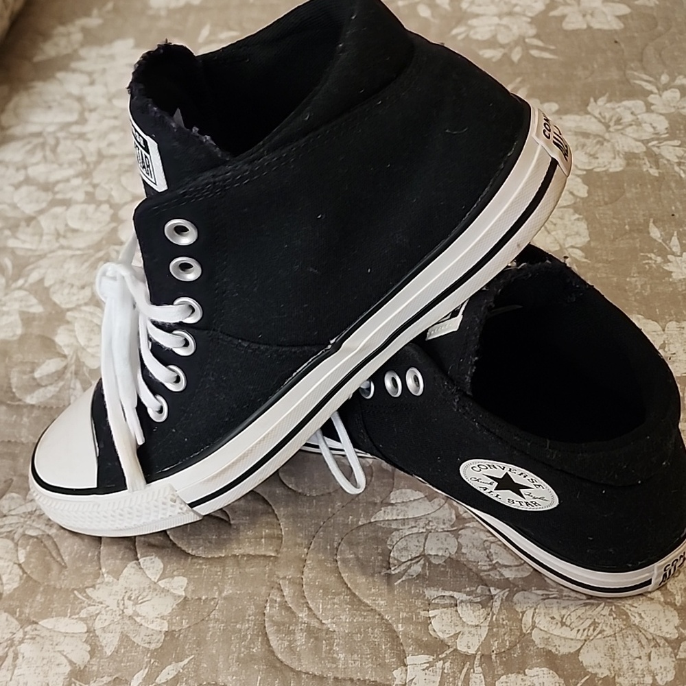 Converse Black and White High Top Sneakers - Picture 2 of 7